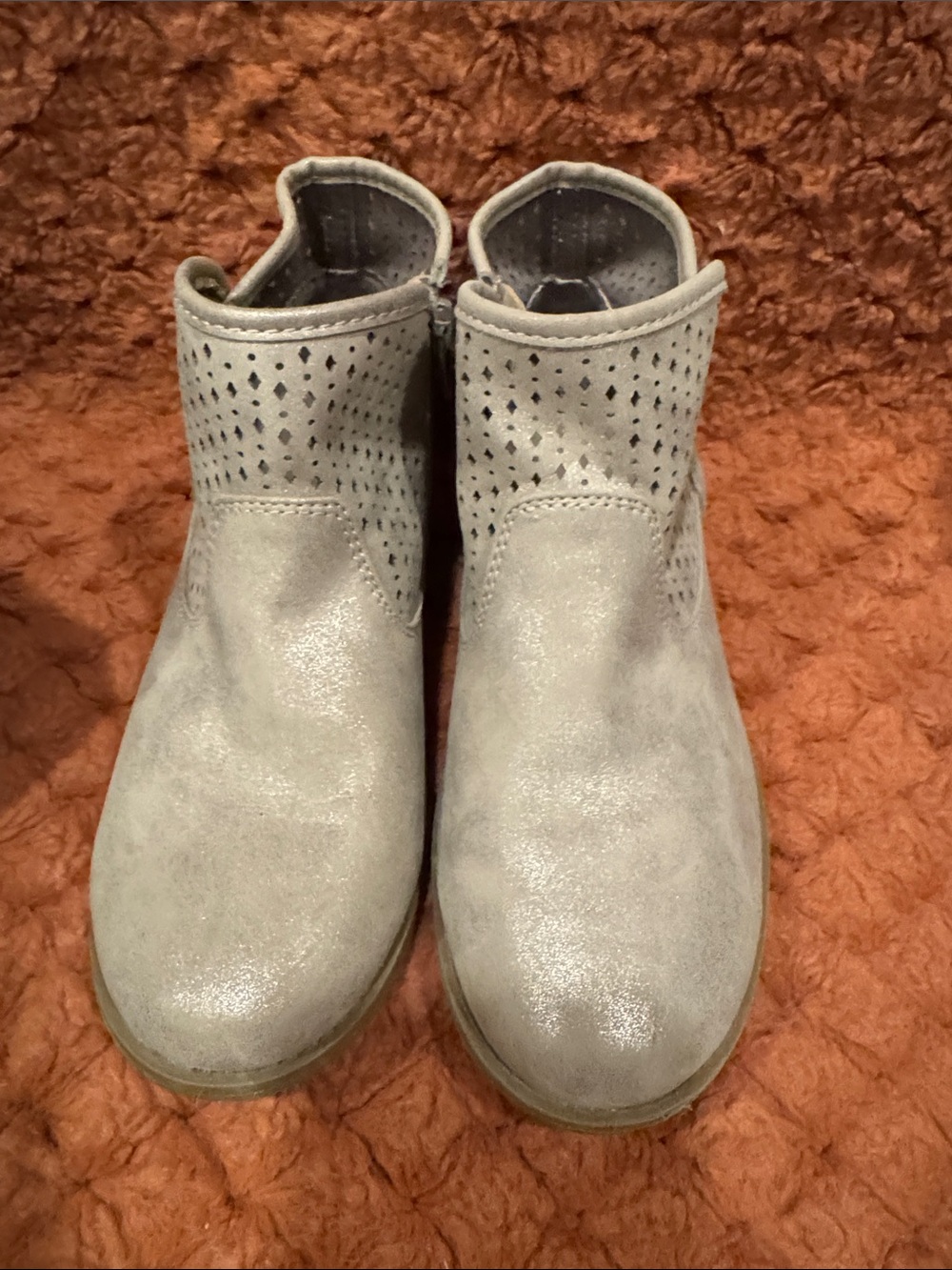 Kids Cat & Jack Silver Gray Perforated Ankle Boots